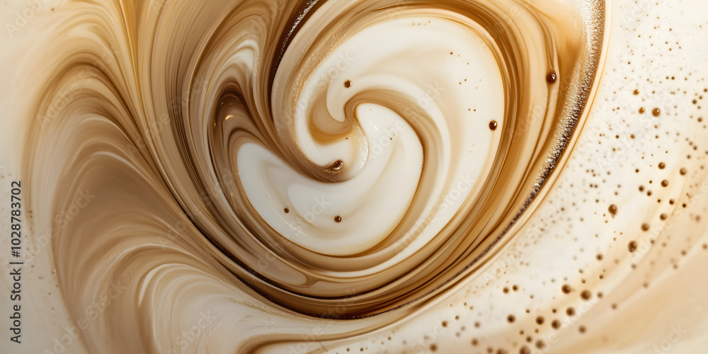 Abstract background featuring swirling patterns of coffee and cream, creating a mesmerizing and warm visual effect Abstract background featuring swirling patterns of coffee and cream, creating a mesmerizing and warm visual effect