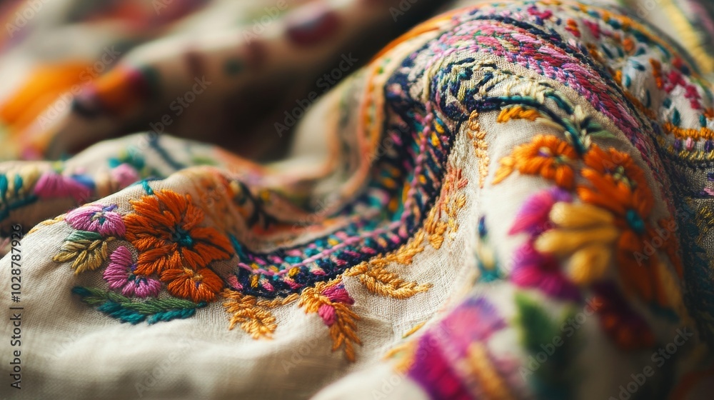 handmade or homemade embroidery handicrafts with selective focus,detail handmade pashmina shawl with delicate embroidery.close up,mirrored embroidery work typical of the Aahir tribe in Gujarat,india handmade or homemade embroidery handicrafts with selective focus,detail handmade pashmina shawl with delicate embroidery.close up,mirrored embroidery work typical of the Aahir tribe in Gujarat,india