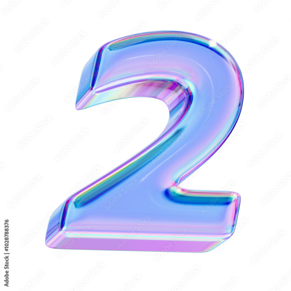 Number 2 in chromatic 3D style Number 2 in chromatic 3D style