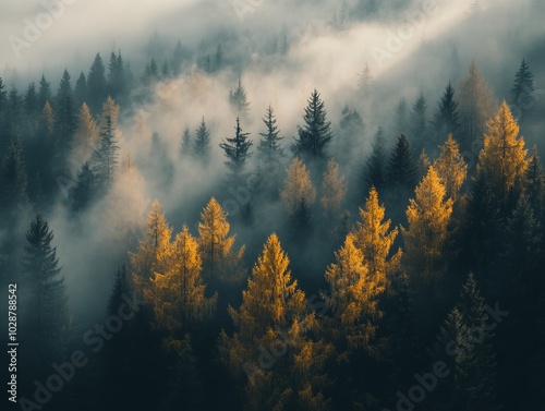 Enchanted Forest: A Misty Autumn Morning