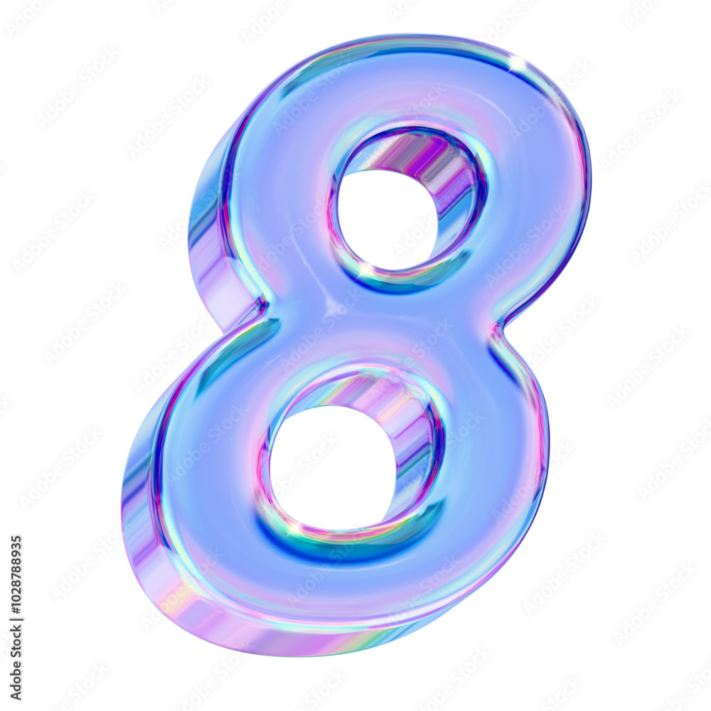 Number 8 in chromatic 3D style Number 8 in chromatic 3D style