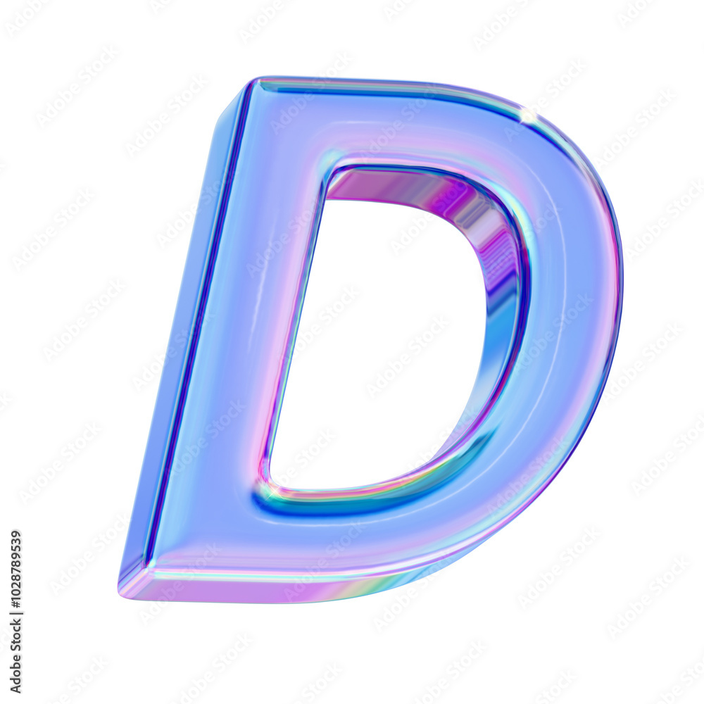 Letter D in chromatic 3D style Letter D in chromatic 3D style