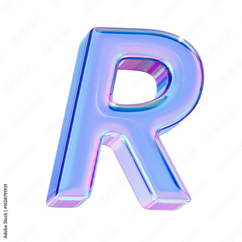 Letter R in chromatic 3D style Letter R in chromatic 3D style