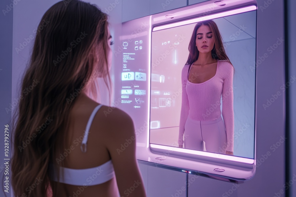Picture of UI design of a Smart Mirror that recommends clothes based on a woman's ...