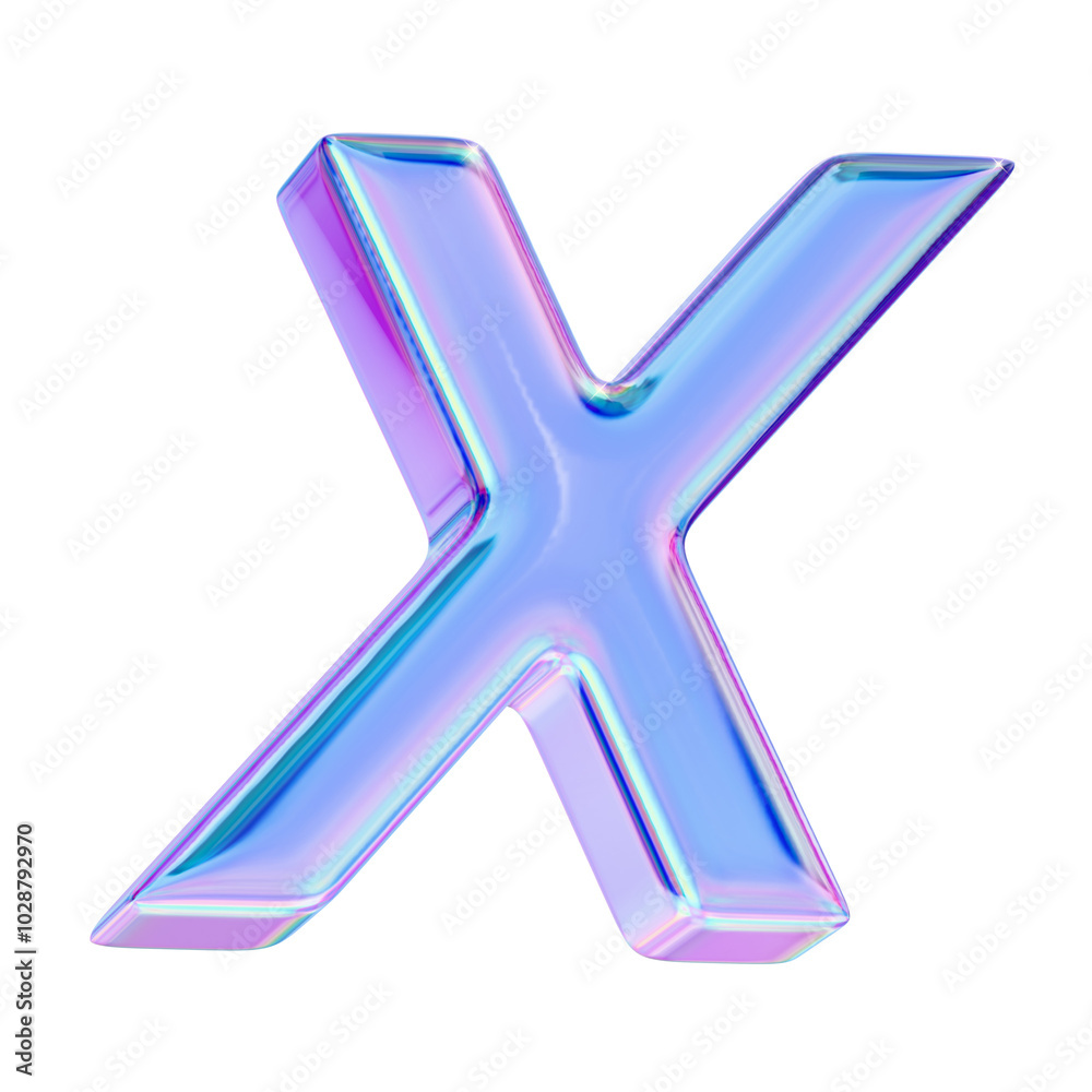 Letter X in chromatic 3D style Letter X in chromatic 3D style