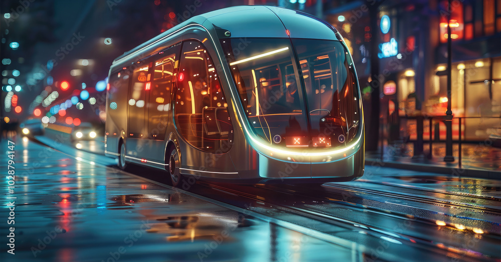Unmanned, automated buses using state-of-the-art holographic AI technology. Unmanned, automated buses using state-of-the-art holographic AI technology.