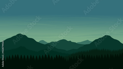 Green mountains landscape background