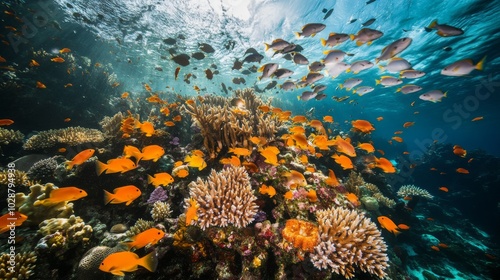 Wallpaper Mural Vibrant Orange Fish Swimming Around Coral Reef Torontodigital.ca