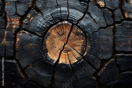 Rough wood: the beauty of the natural grain A close-up of unpolished wood with pronounced grains, cracks and the unique patina of time. photo