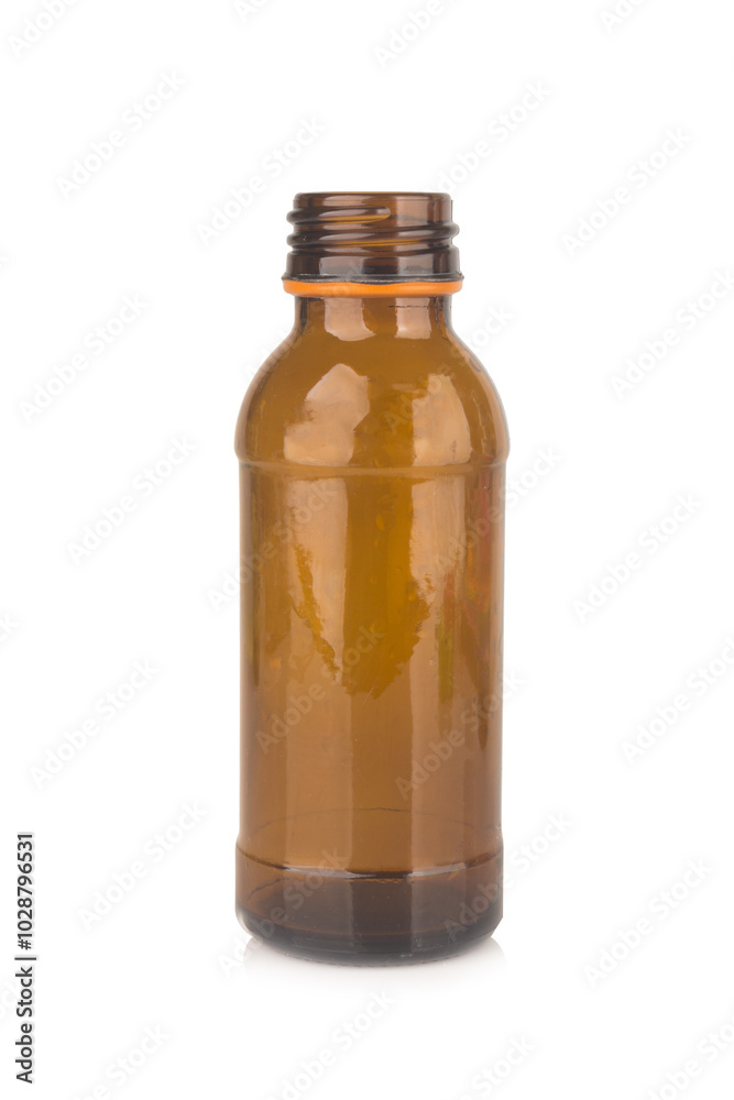 Glass bottle, Energy drink isolated on white background brown