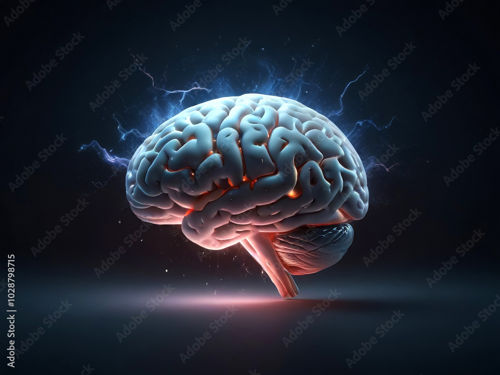 Futuristic Glowing Brain with Neural Network Effects. Futuristic Glowing Brain with Neural Network Effects.