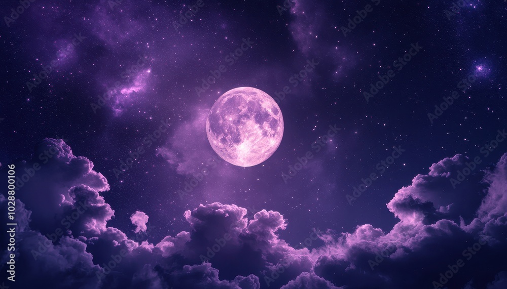 Mystical purple gradient moonlit sky with clouds and stars for phone backgrounds Mystical purple gradient moonlit sky with clouds and stars for phone backgrounds