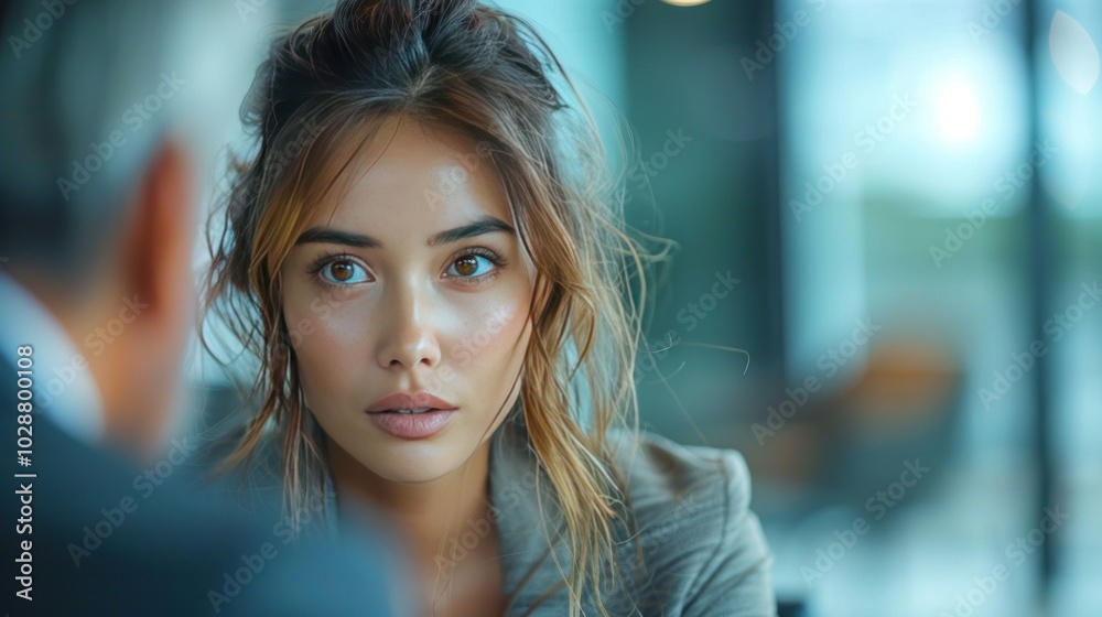 Obraz premium Business problem fight office team meeting stress businesswoman conflict woman businessman job argue angry manager corporate tired asian black latina arguing unhappy boss fighting.