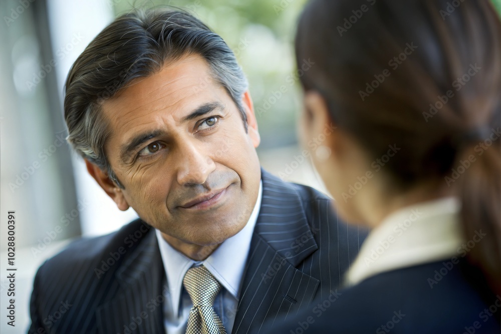 Caucasian businessman engaging with colleague in professional meeting Caucasian businessman engaging with colleague in professional meeting