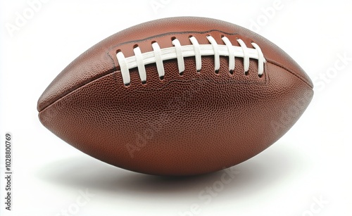 A close up view of a classic brown football displayed on a clean white background photo