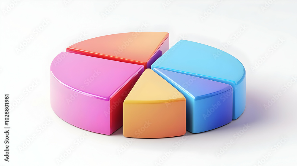 3D Graph with Budget Pie Segments - Detailed Vector of Financial Distribution Analysis Isolated on White Background for Business Infographic Materials