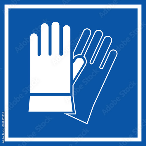 OBLIGATION SIGN PICTOGRAM, WEAR PROTECTIVE GLOVES ISO 7010 – M009