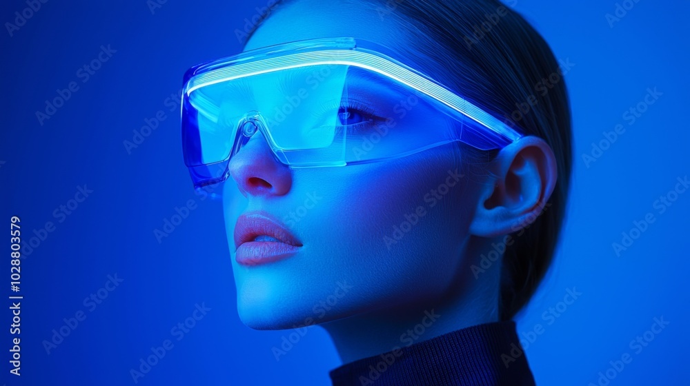 Futuristic Woman in Virtual Reality. Futuristic Woman in Virtual Reality.