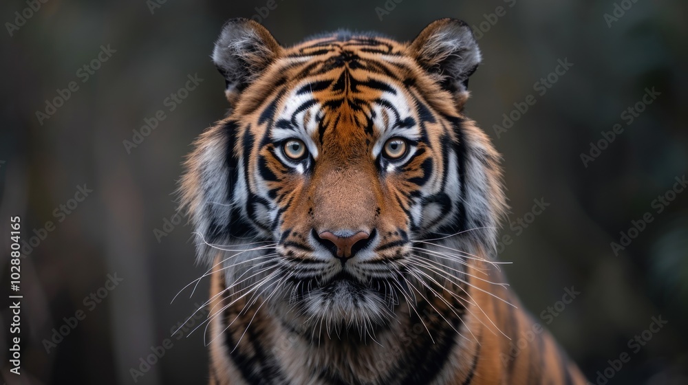 Siberian tiger portrait in zoo setting, endangered big cat face, beautiful yet dangerous predator with striped fur, wildlife animal expression showing aggression in jungle. Siberian tiger portrait in zoo setting, endangered big cat face, beautiful yet dangerous predator with striped fur, wildlife animal expression showing aggression in jungle.