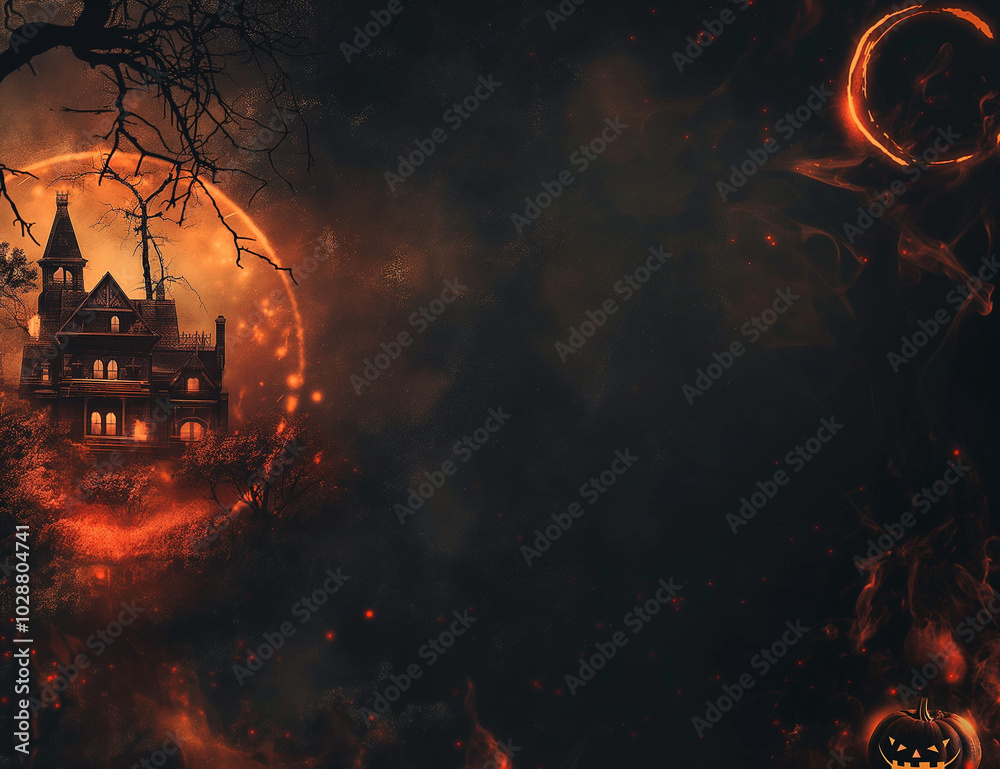 Halloween card background frame image, castel and jack-o'-lantern frame image Halloween card background frame image, castel and jack-o'-lantern frame image