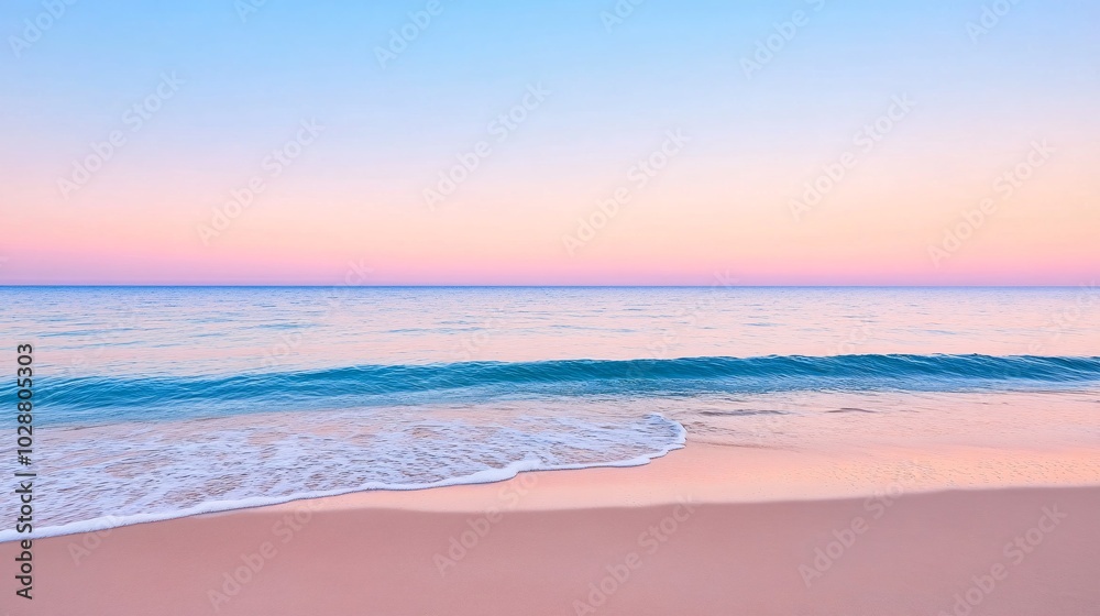 Obraz premium Serene Beach View at Dawn with Gentle Waves