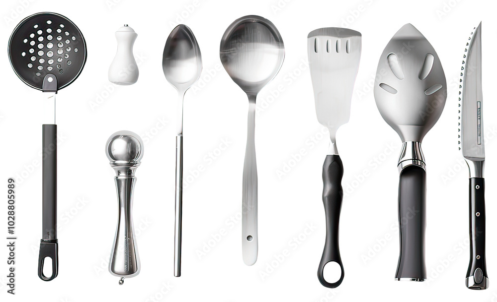 Kitchen Utensils on Transparent Background AI Generative