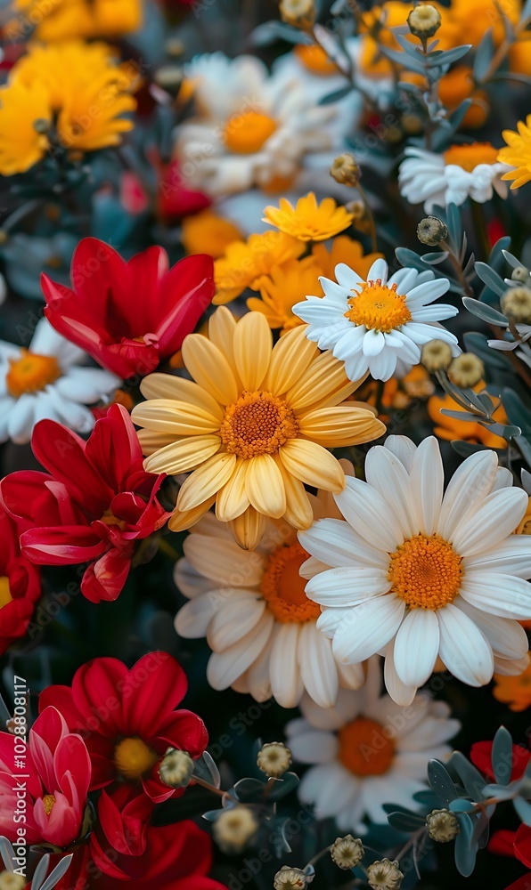 beautiful bouquet of different flowers as a background, top view beautiful bouquet of different flowers as a background, top view