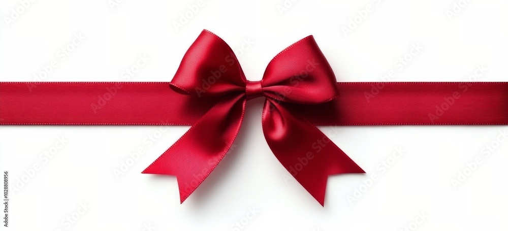A beautifully crafted red ribbon and bow on a white background creating an elegant gift wrap A beautifully crafted red ribbon and bow on a white background creating an elegant gift wrap
