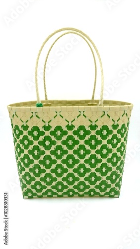 woven basket plastic on isolated white background