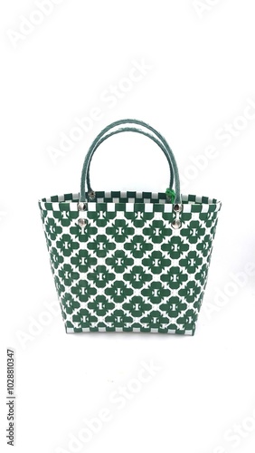 woven basket plastic on isolated white background