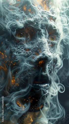 Dreamlike Smoke Portrait: A Surreal Exploration of the Mind photo