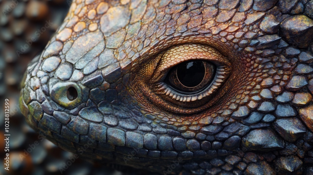 Close-up of a Lizard's Eye and Scaly Skin Close-up of a Lizard's Eye and Scaly Skin