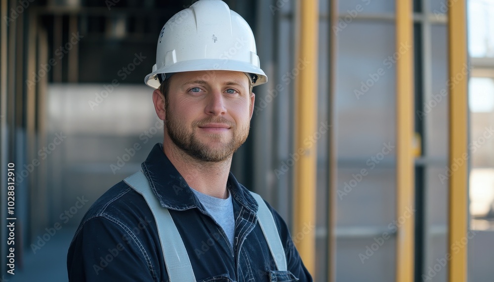 Portrait of a skilled construction professional at a building site during daylight Portrait of a skilled construction professional at a building site during daylight