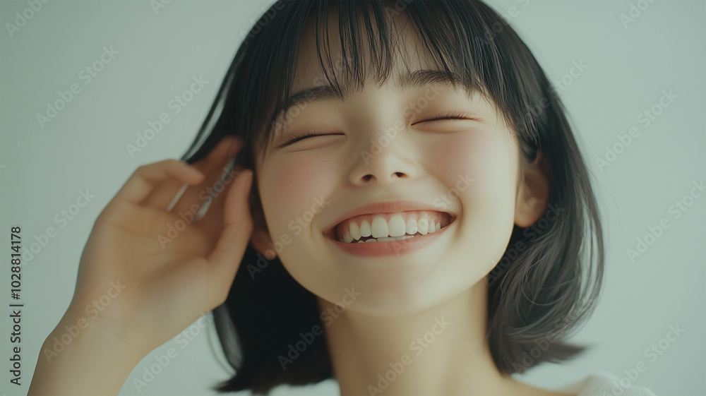 明るい笑顔の若い女性 明るい笑顔の若い女性