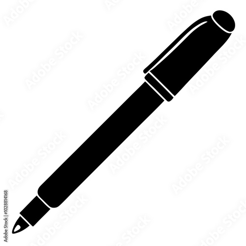Rollerball pen vector silhouette art illustration