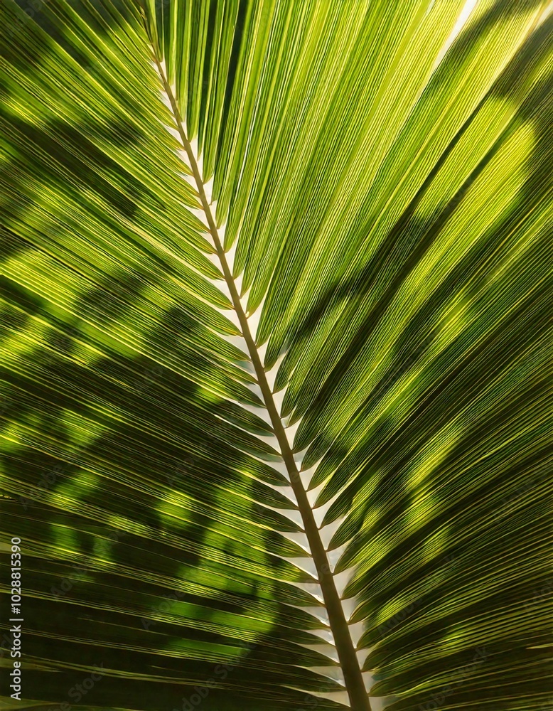 Fototapeta premium The shadow of palm leaves over the background, creates a natural pattern and gives a tropical impression