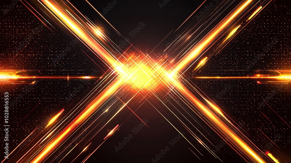 Fototapeta premium Perforated futuristic technology background with glowing yellow neon lines, designed as a vector banner.