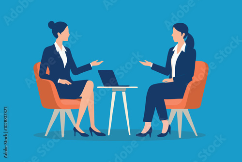 Businesswomen having a conversation isolated flat vector illustration