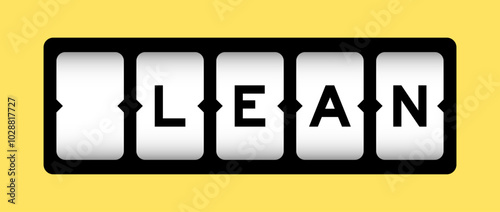 Black color in word lean on slot banner with yellow color background
