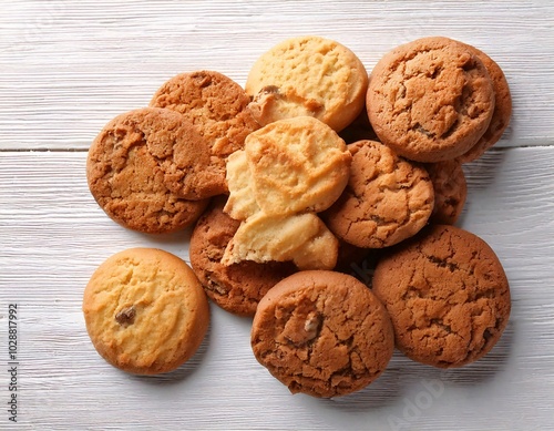 delicious cookies served on a white table. generative ai