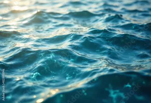 Ocean Water Texture with Sun Glare .