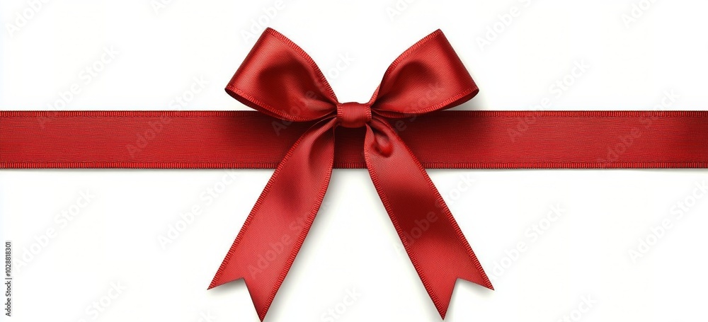 A beautifully crafted red ribbon and bow on a white background creating an elegant gift wrap A beautifully crafted red ribbon and bow on a white background creating an elegant gift wrap
