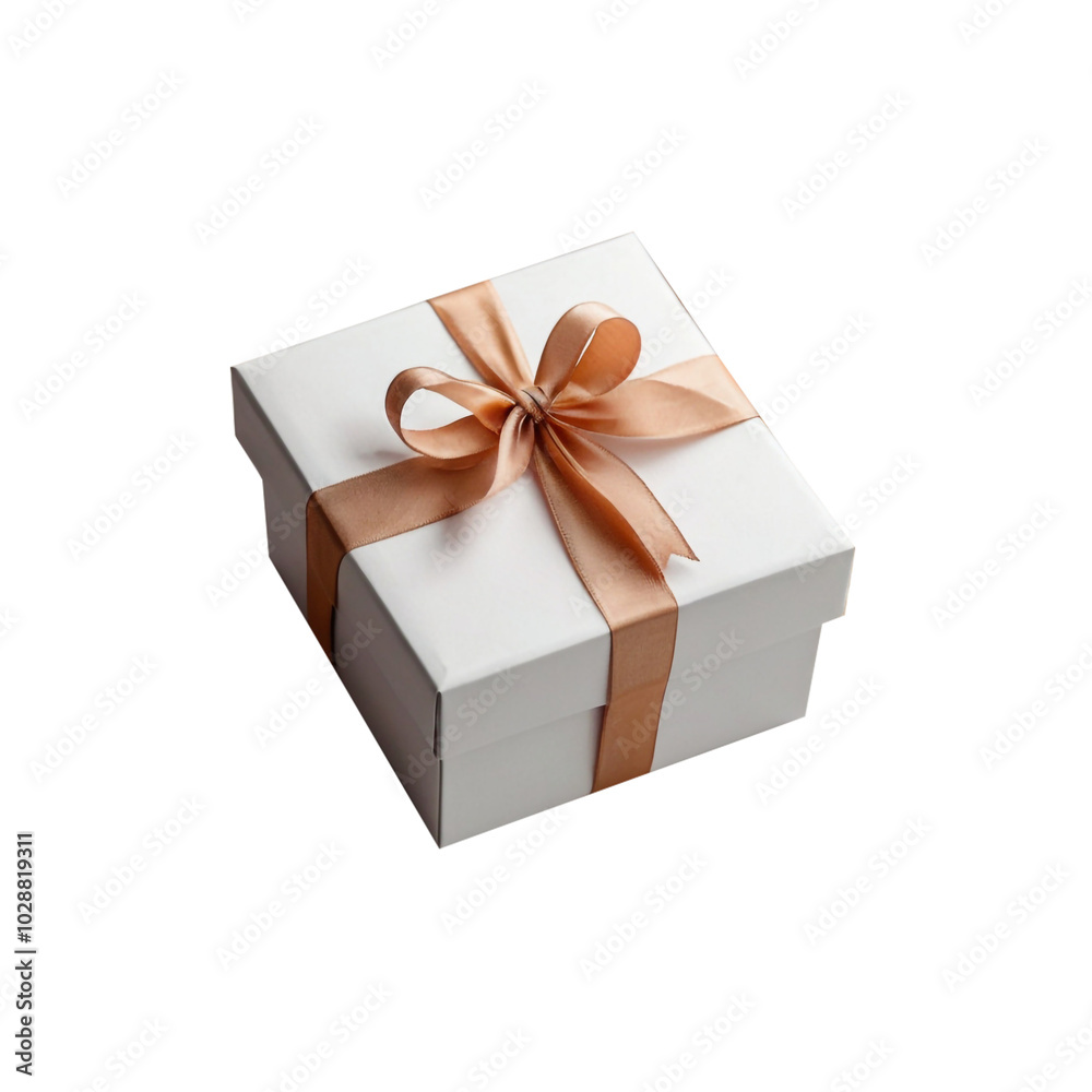White Gift Box with Ribbon Isolated on Transparent Background White Gift Box with Ribbon Isolated on Transparent Background