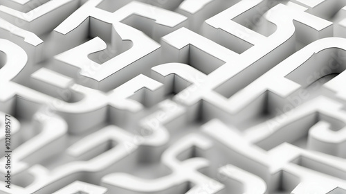 3D Money Laundering Maze Concept: Close-Up of Seamless Tile Pattern with Complex Maze and Stylized Money Symbols, Financial Crime Prevention in Minimalist Style, Icon with Zoom Out Effect on Isolated  photo