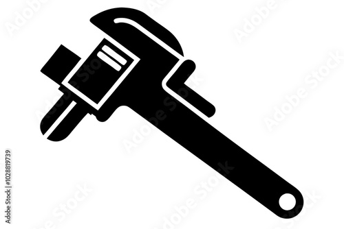 Pipe wrench icon vector | vector silhouette illustration on white background