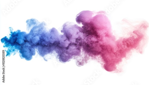 Vibrant smoke explosion in shades of blue, purple, and pink on white background