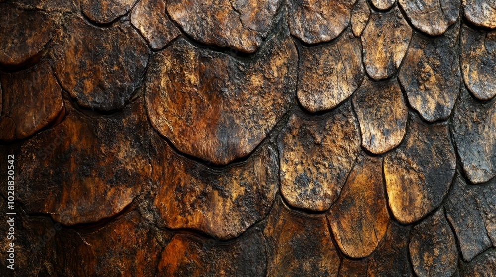 Close-up of a Brown and Black Scaled Surface Close-up of a Brown and Black Scaled Surface
