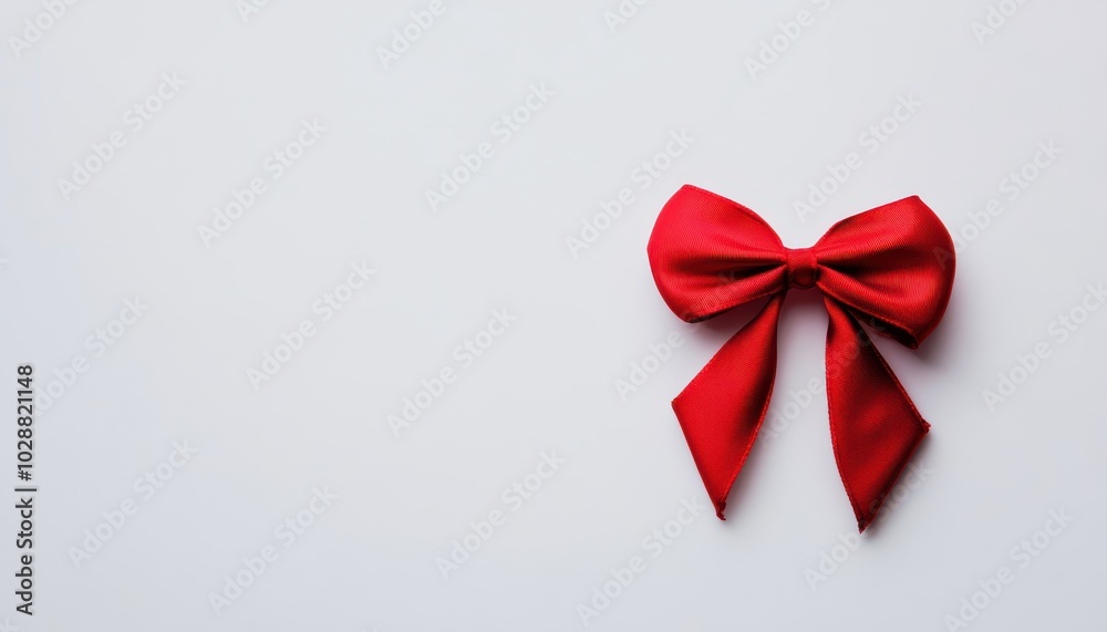 A vibrant red bow placed on a clean white background, perfect for holiday decorations A vibrant red bow placed on a clean white background, perfect for holiday decorations