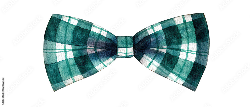 Stylish green plaid bow tie with a white isolate background. Stylish green plaid bow tie with a white isolate background.