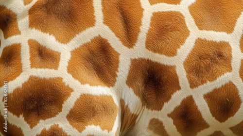 Close-up of a Giraffe's Brown and White Patchy Fur photo